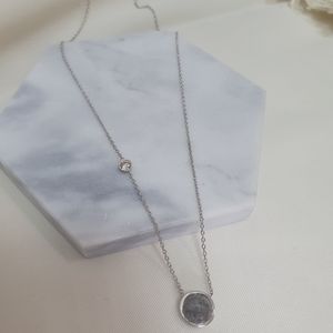 Rose Cut Diamond Bezel Pendant Round Shape Fancy Gray 14K White Gold 1.83 TCW